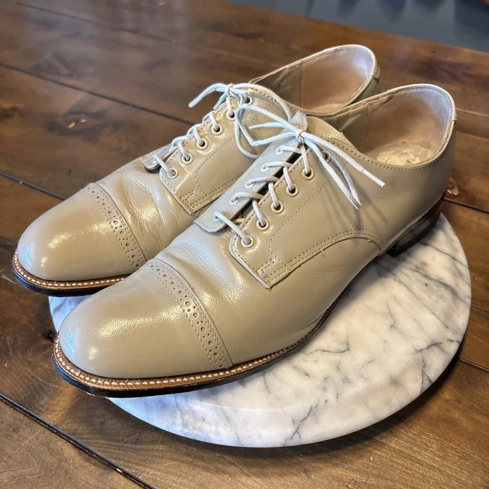 VTG Stacy Adams Madison Men's‎ Oxford Cap Toe Gray Dress Shoes Sz 9.5 D